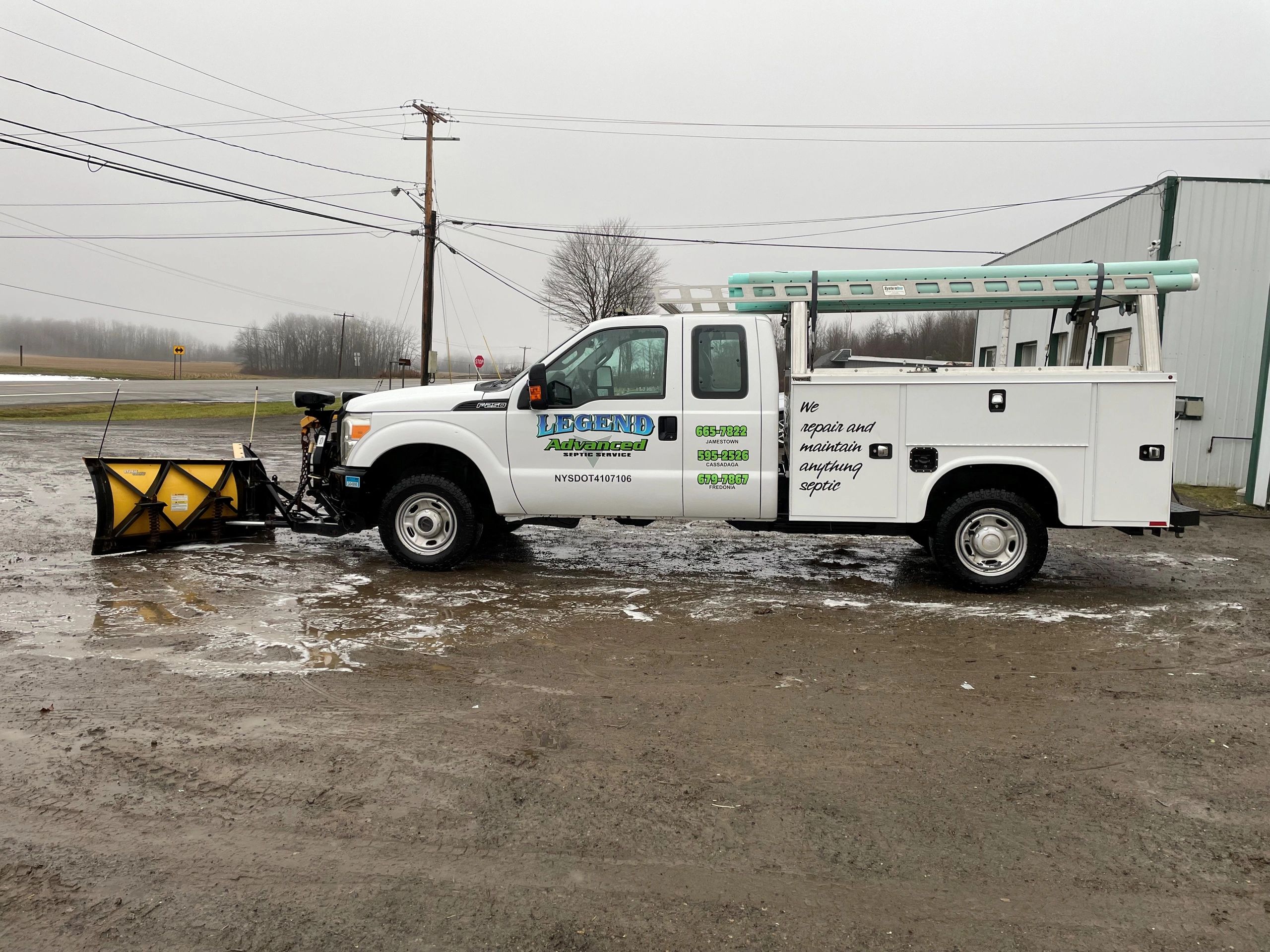 Legend Advanced Septic Service truck ready for the job